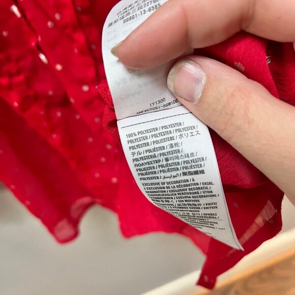 Abercrombie & Fitch Womens Sheer Red Polka Dot Blouse Button-Front Size S - Picture 8 of 8